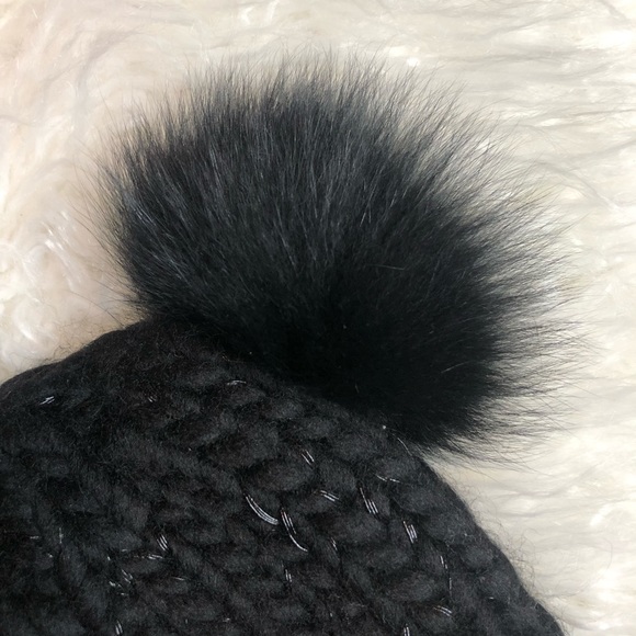 EUGENIA KIM Mimi fox fur pom poms beanie hat - Picture 5 of 8